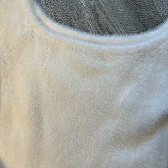 White fuzzy off shoulder sweater - Picture 2 of 4
